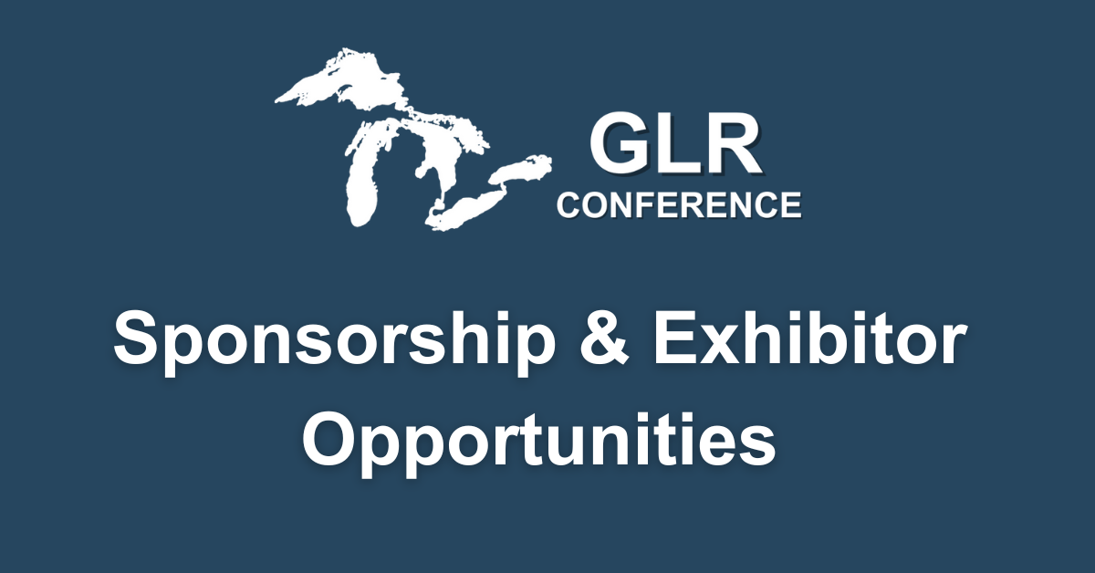 Blue Rectangle with the GLR Conference logo centered and text that states "Sponsorship & Exhibitor Opportunities"